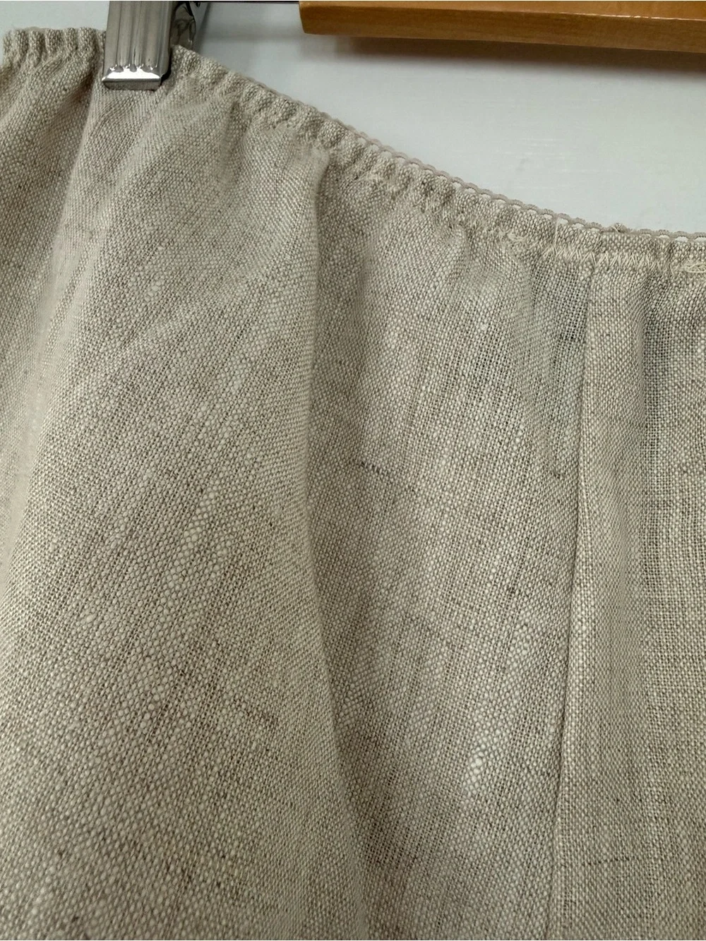 Reformation Oatmeal Straight-Leg Linen Pants
